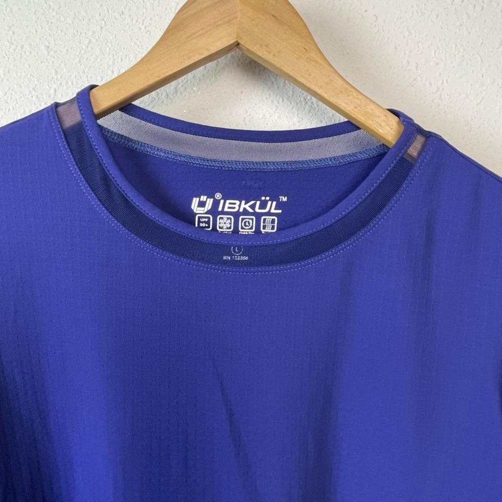 IBKÜL Long Sleeve Top Women Large Blue Excellent Mesh UPF 50+ Athletic Sporty - Picture 2 of 7